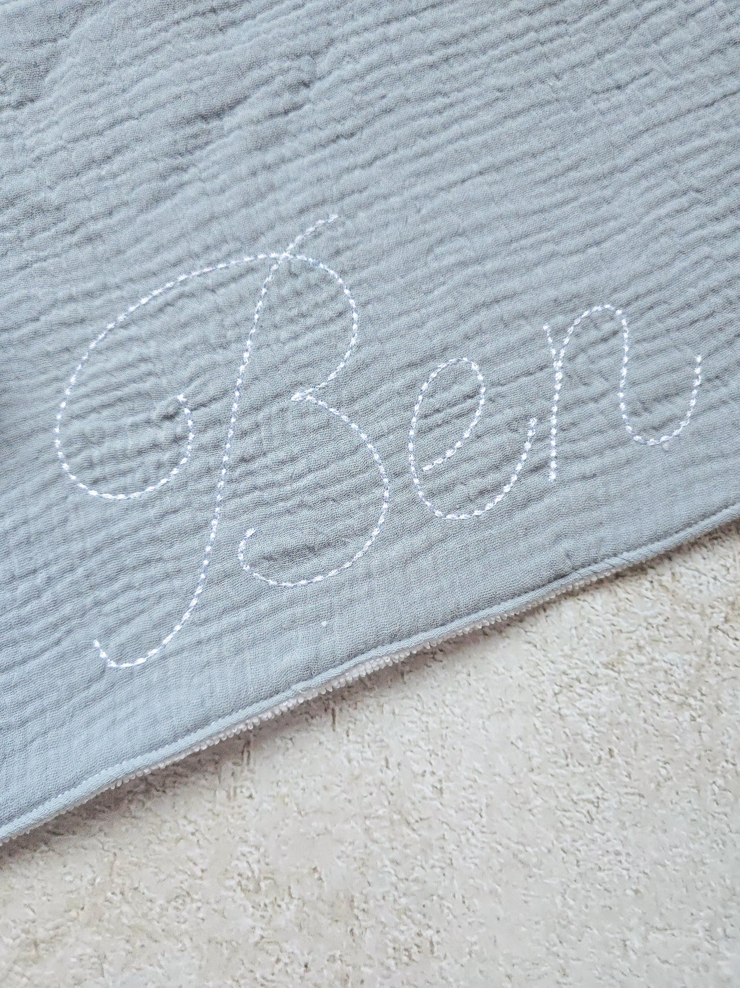 Personalised Burp Cloth- Chain stitch