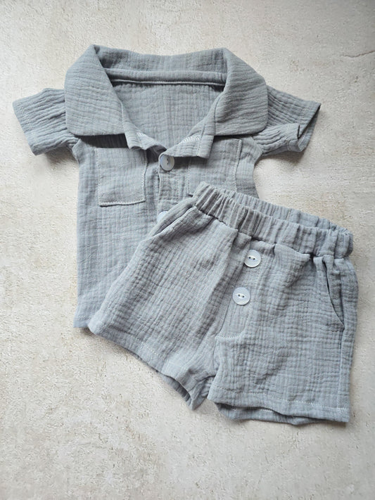 Boys Muslin Set- Rain clouds