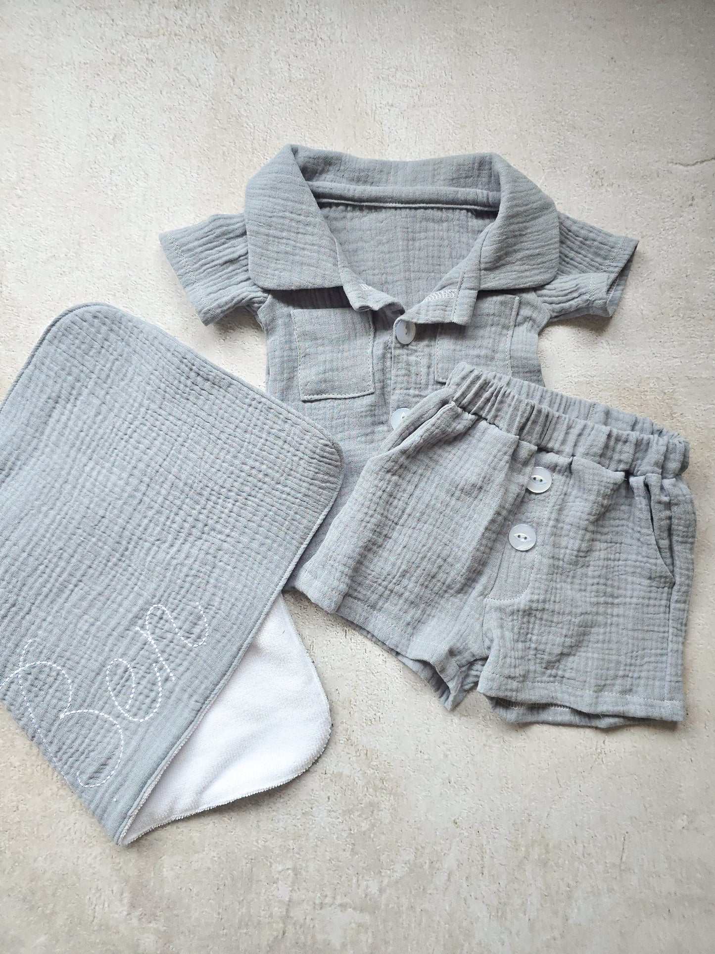 Boys Muslin Set- Rain clouds