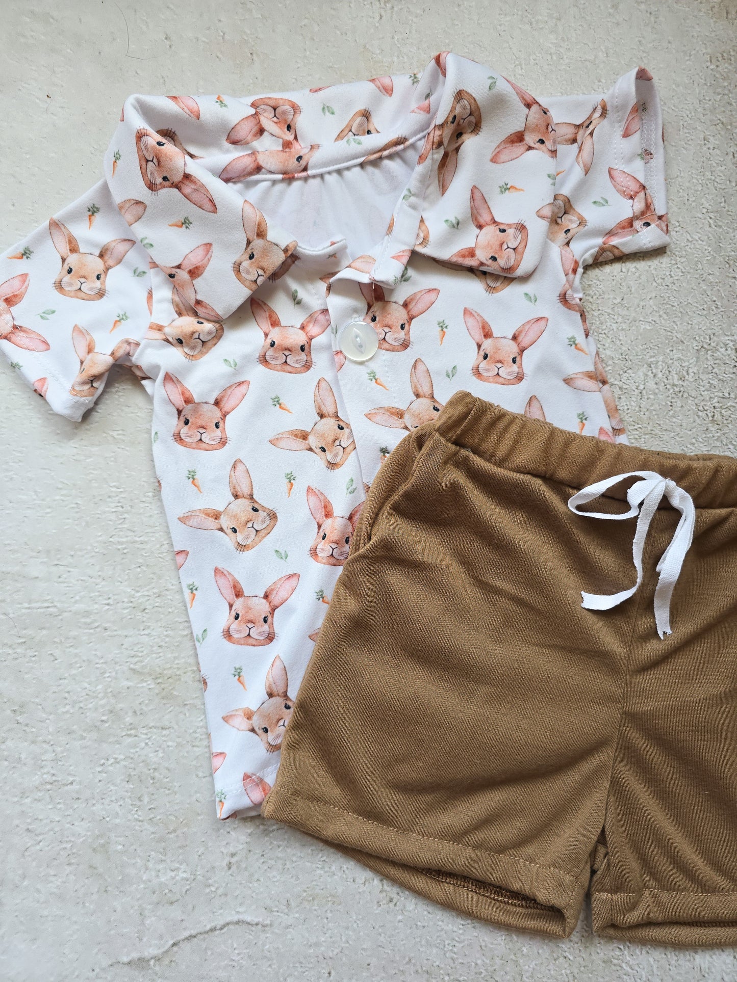 2 piece Boys Set- Neutral bunnies