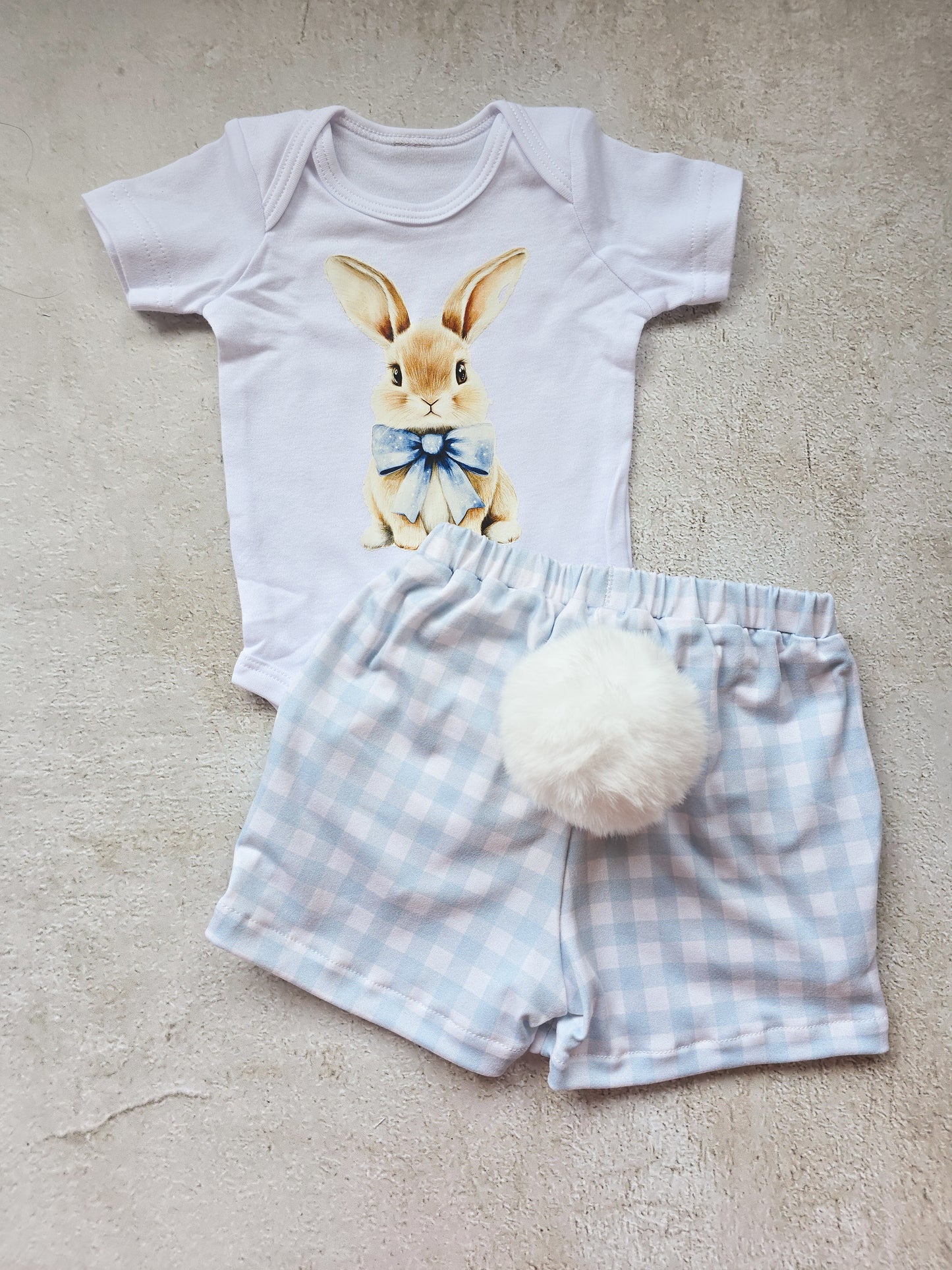 2 Piece bunny set- Blue Gingham