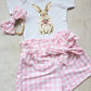 3 Piece Bunny set- Pink Gingham