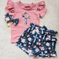 Girls 3 piece set- He is Risen applique