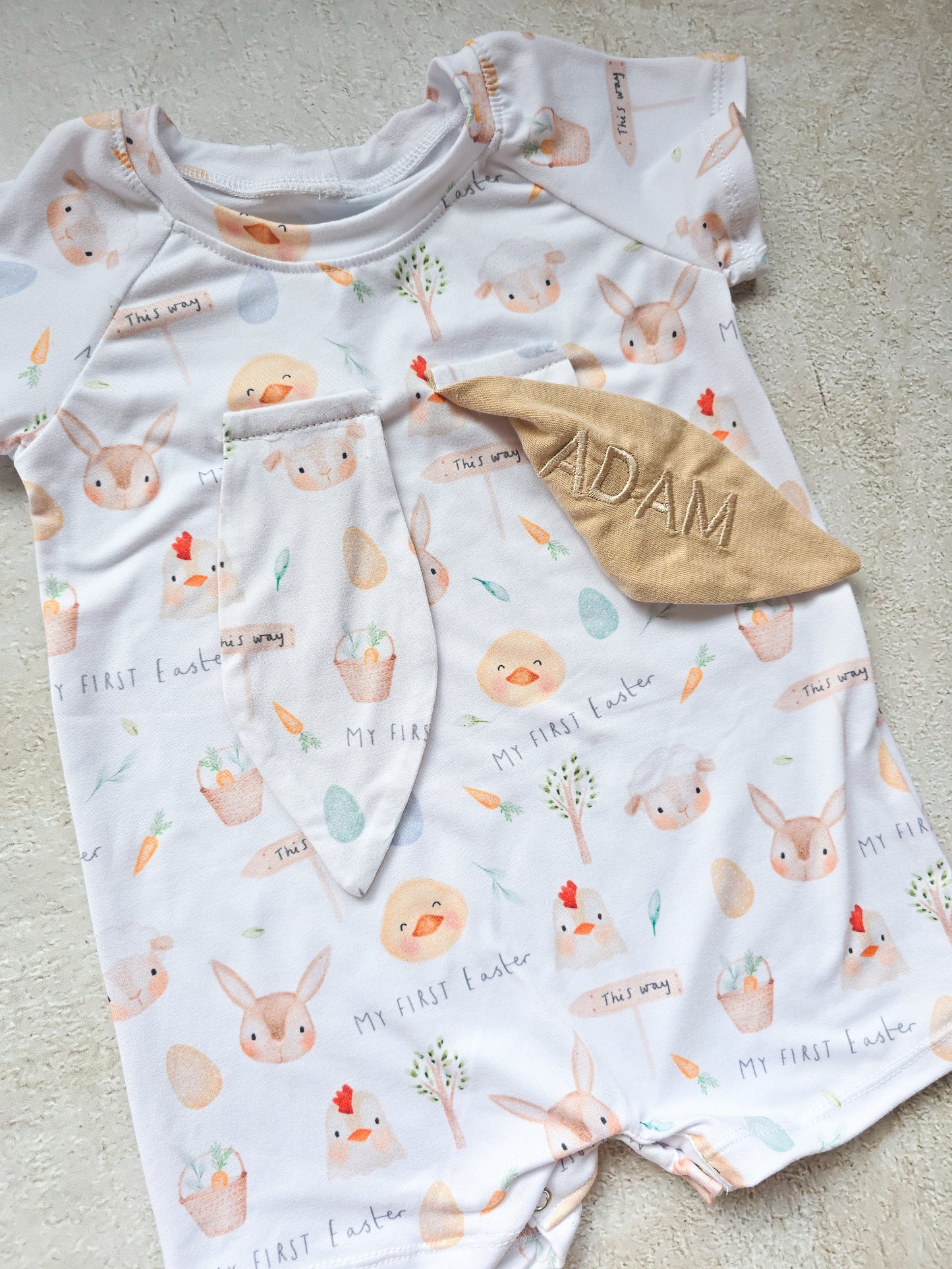 Raglan Romper with personalised ears/Plain- My first Easter