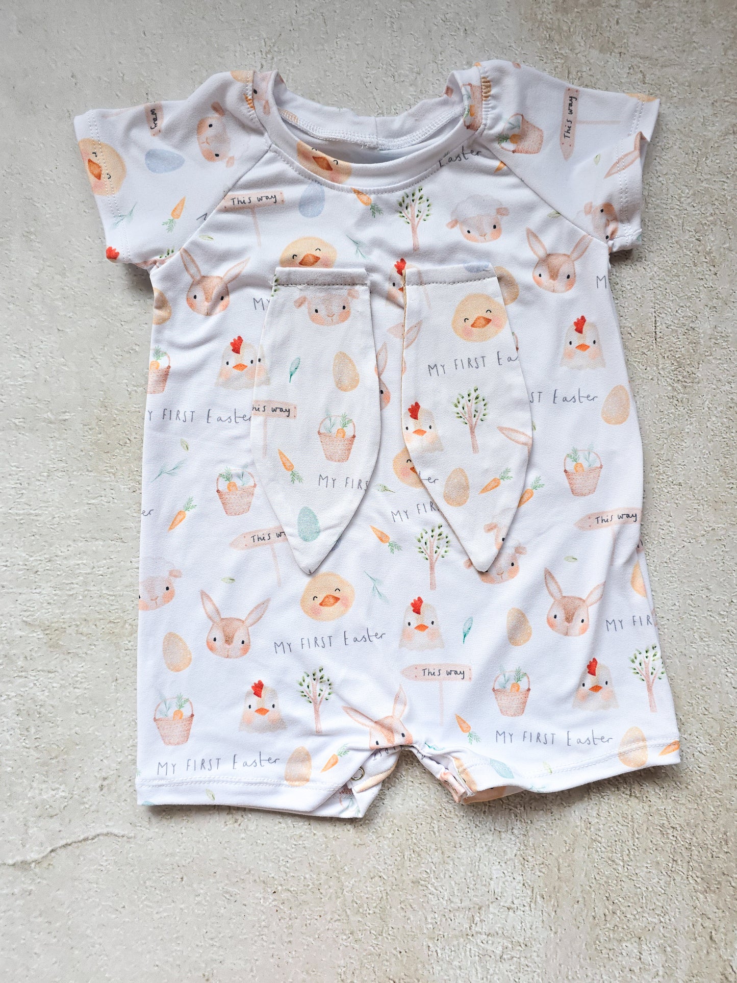 Raglan Romper with personalised ears/Plain- My first Easter