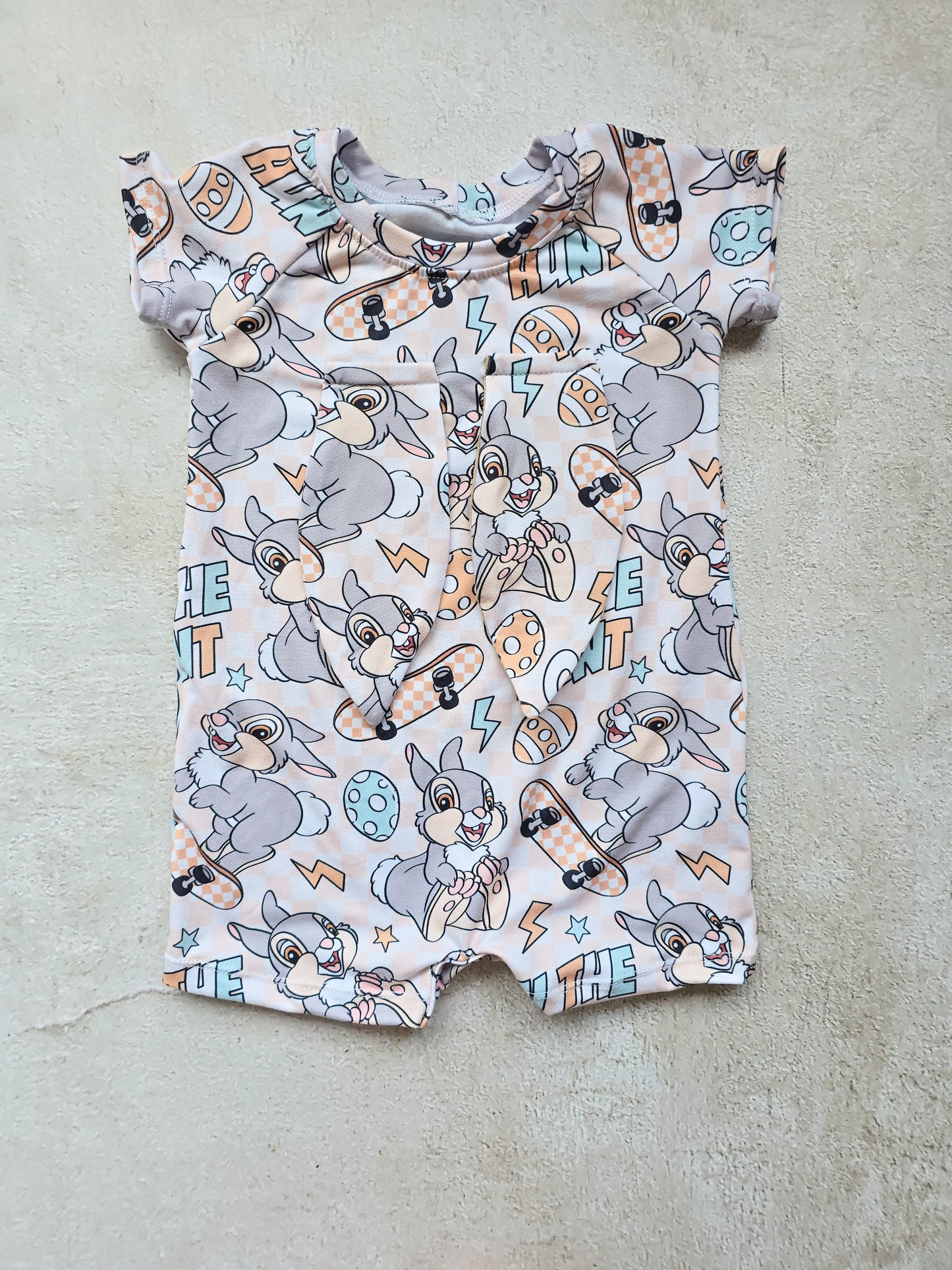 Raglan Romper with personalised Bunny ears/Plain- On the Hunt