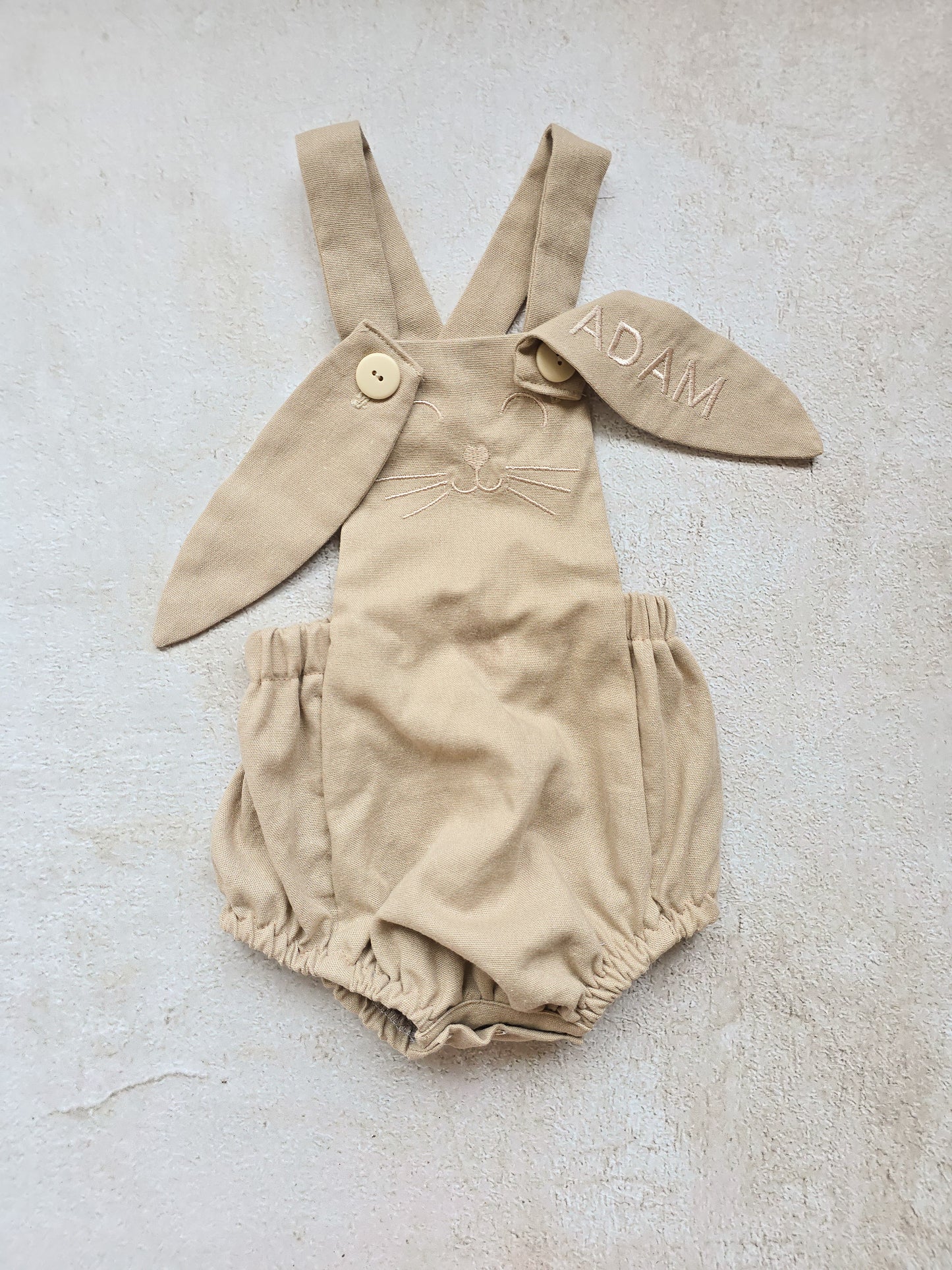 Easter Romper with Personalised ears- Neutral Linen