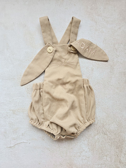 Easter Romper with Personalised ears- Neutral Linen