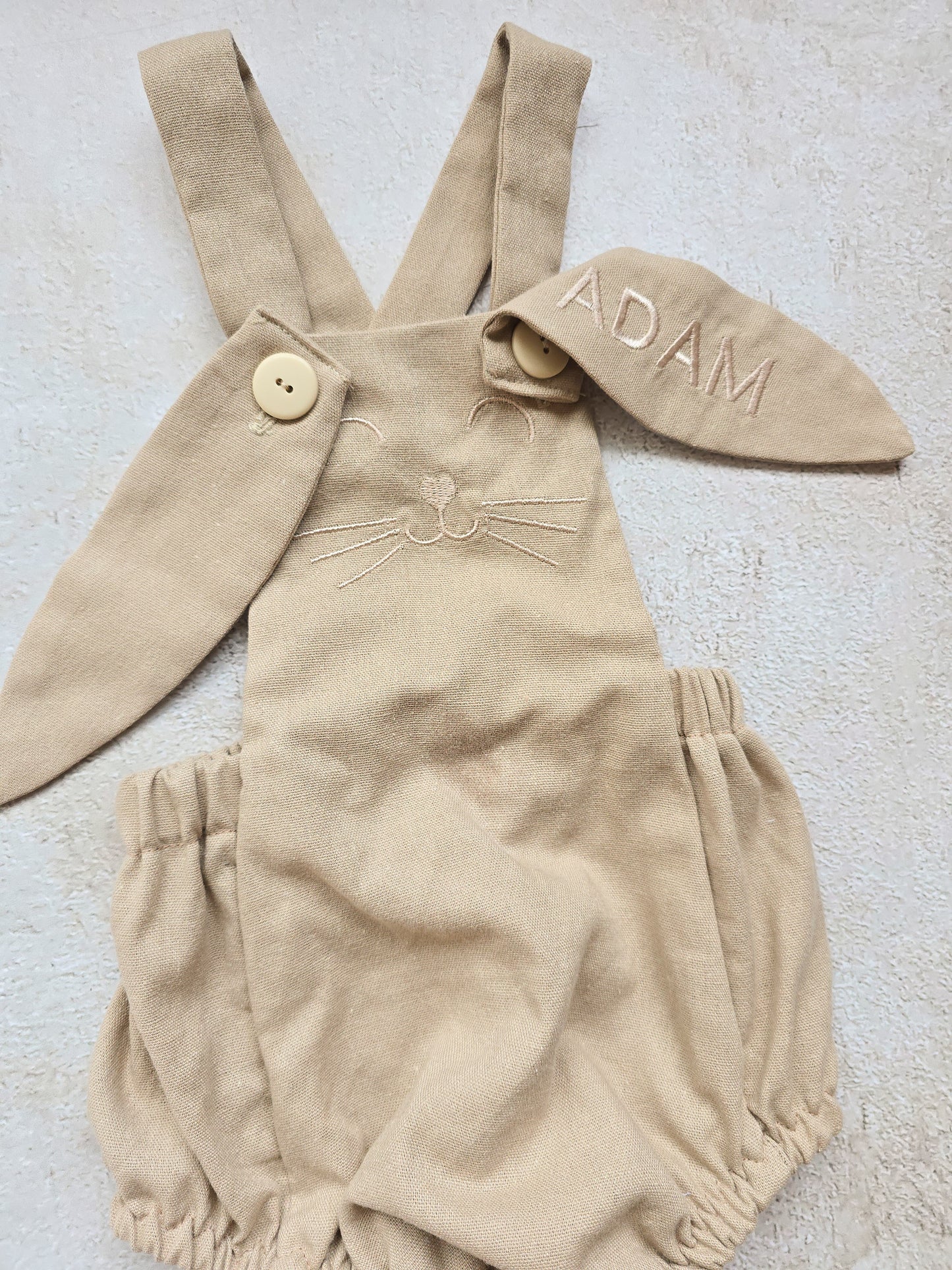 Easter Romper with Personalised ears- Neutral Linen