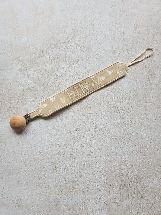 Personalised Dummy Clip- Beige Ditsy