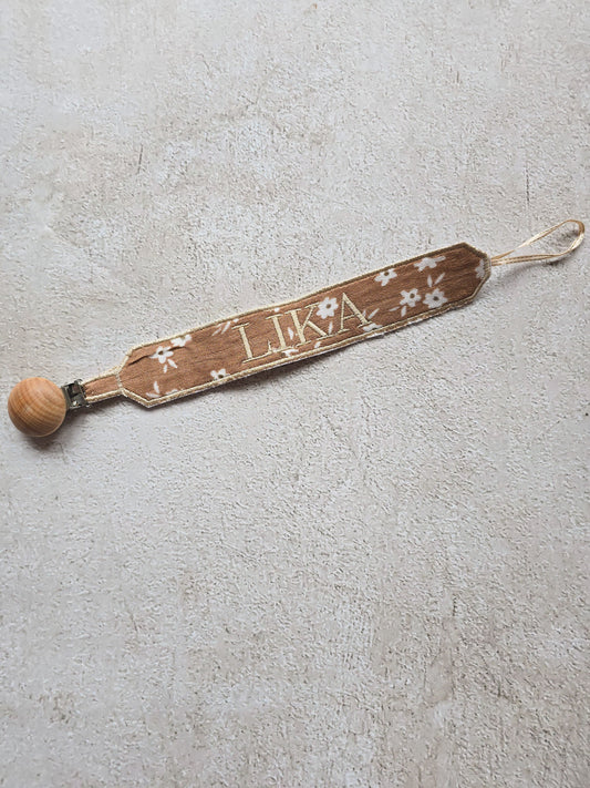 Personalised Dummy Clip-Chocolate Ditsy