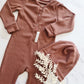 Henley Romper- Ribbed Chocolate