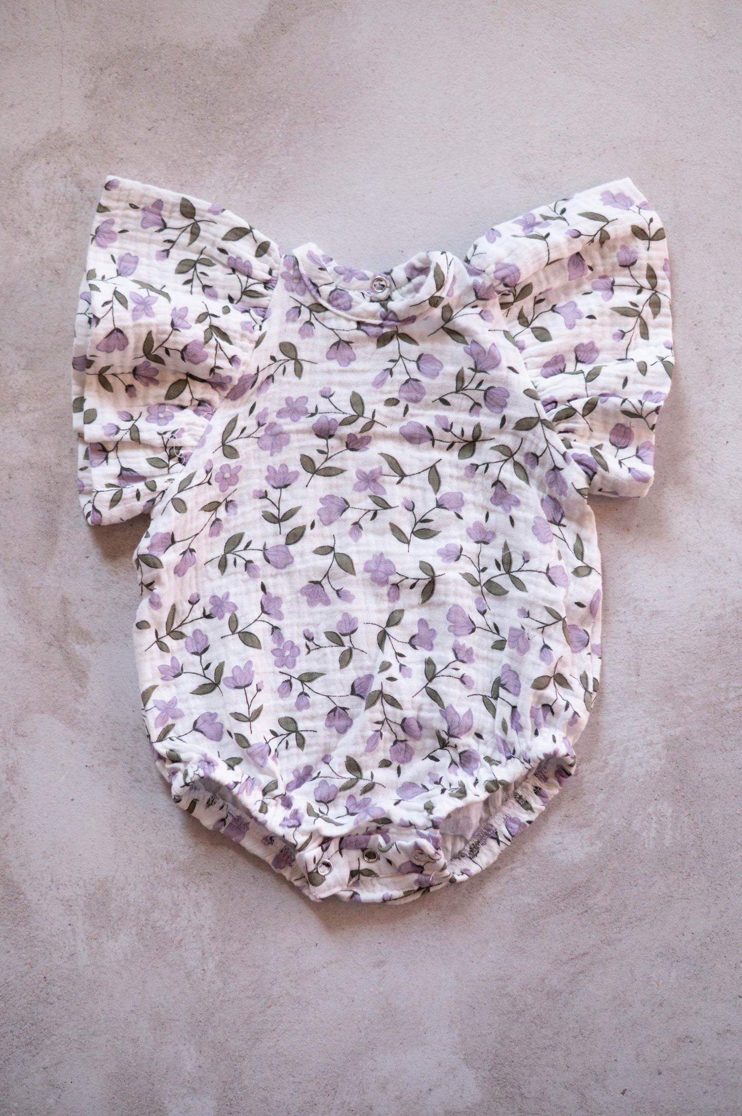 Swan Romper-Purple Ditsy