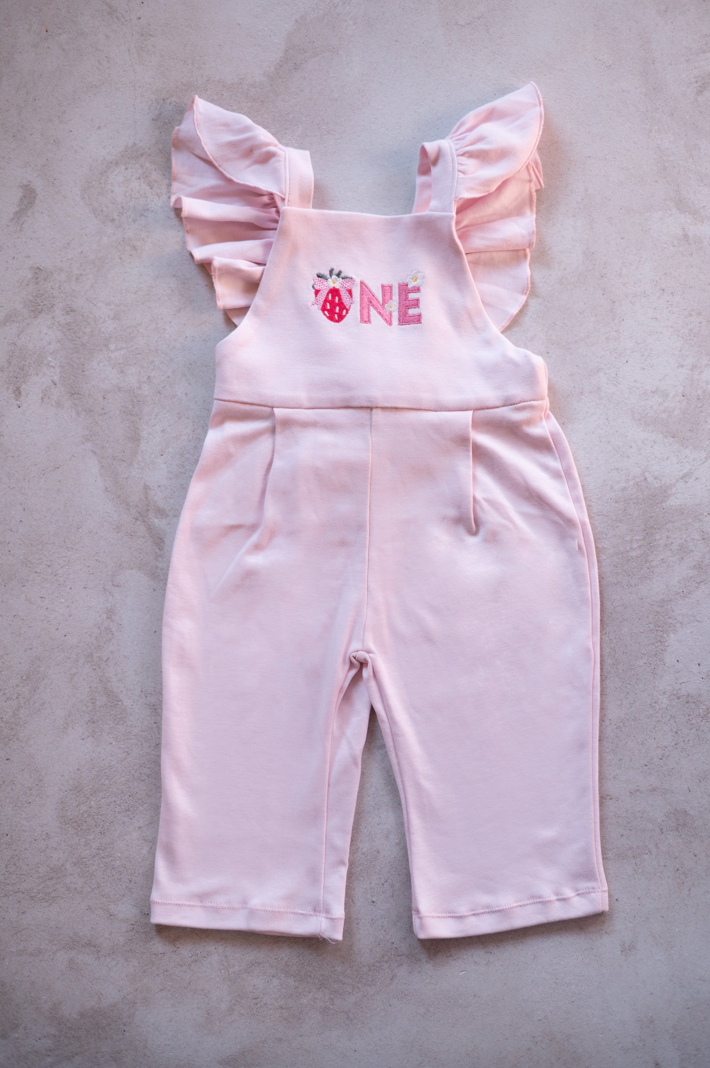 Billie Romper with 1st strawberry themed Embroidery