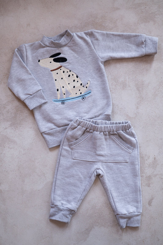 Embroidered Skater Pup Set
