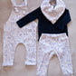 Overall romper w Navy Bodysuit/Shirt- Toille Woodlands (2pc)