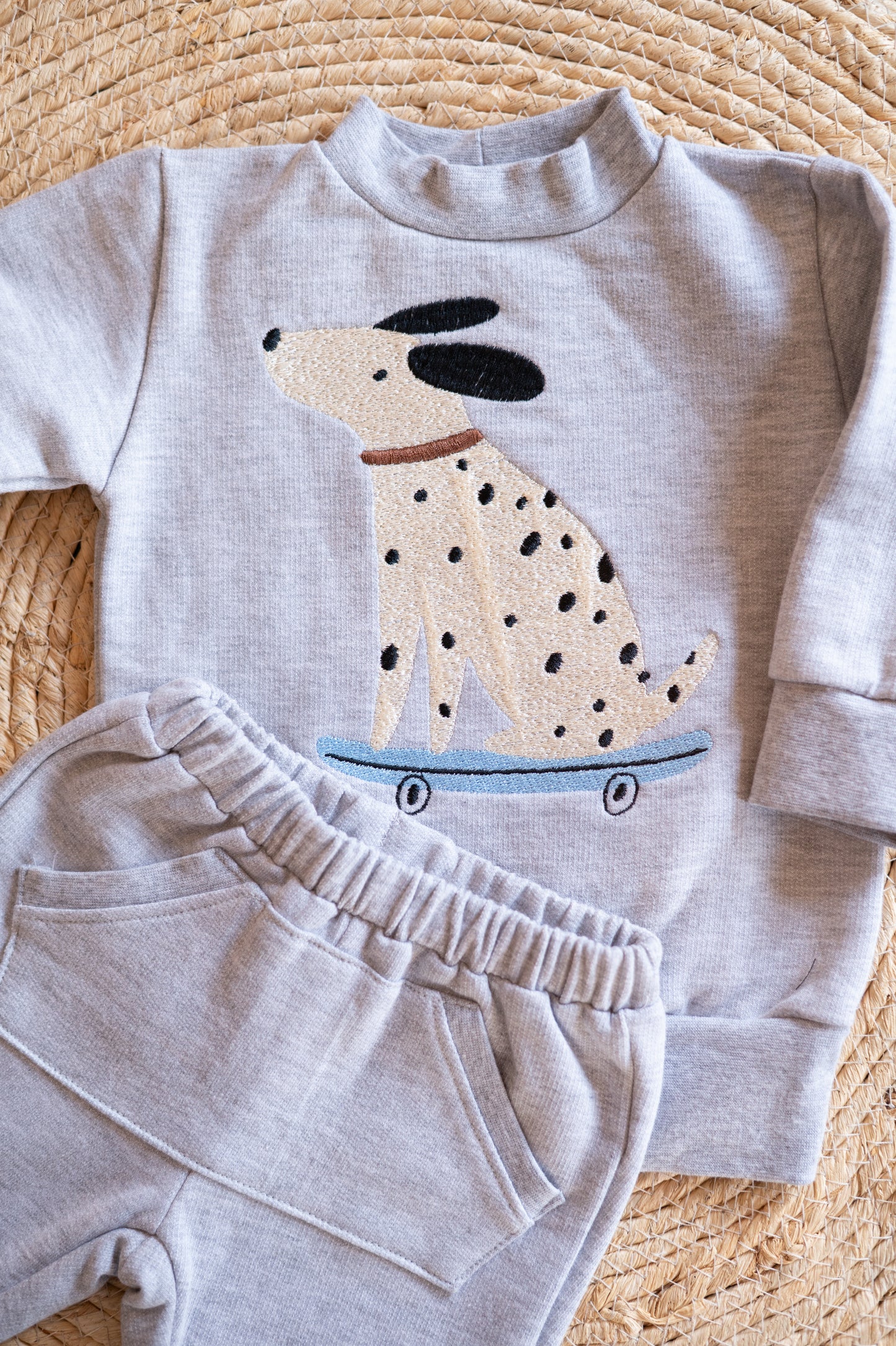 Embroidered Skater Pup Set