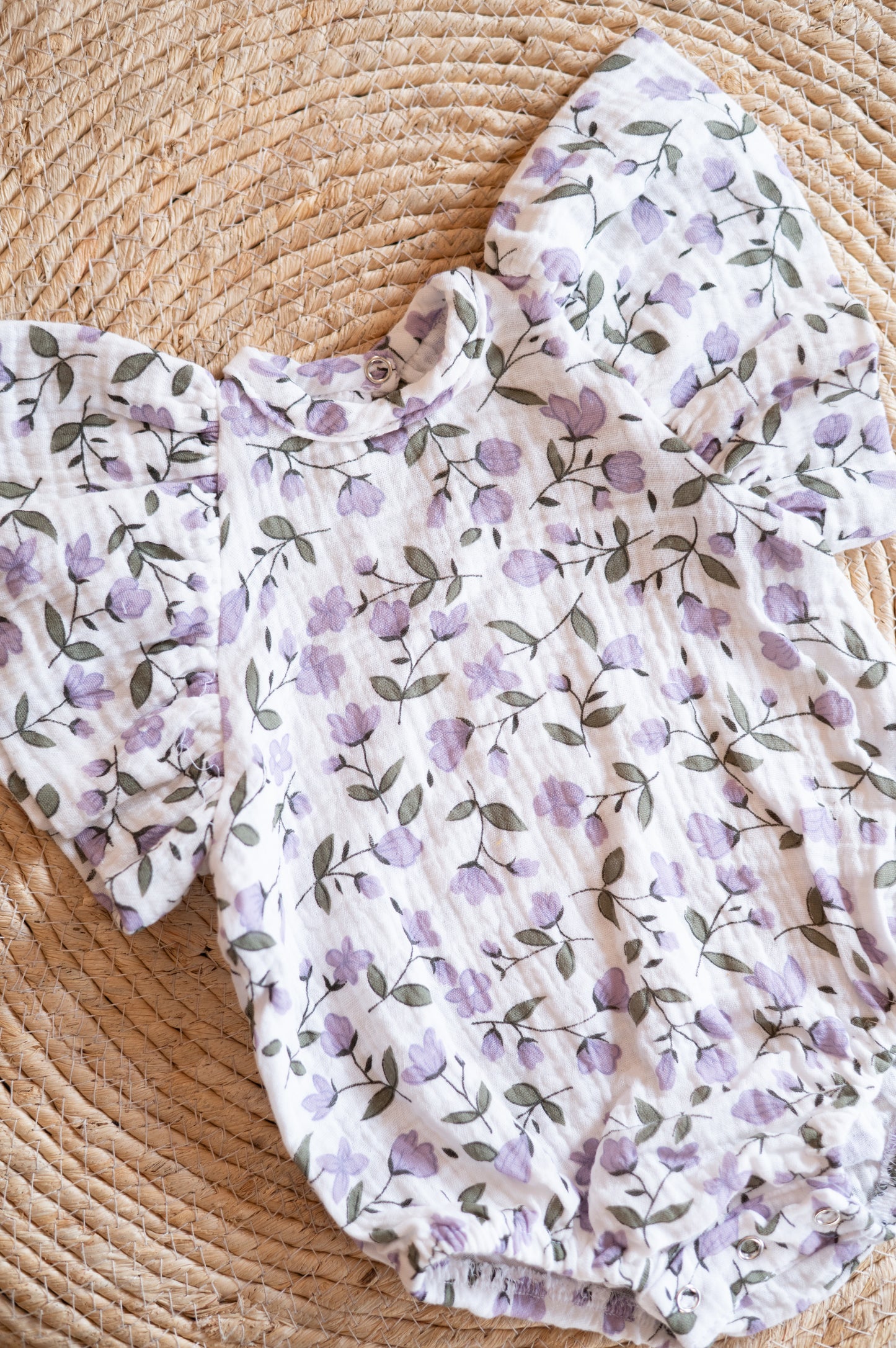 Swan Romper-Purple Ditsy