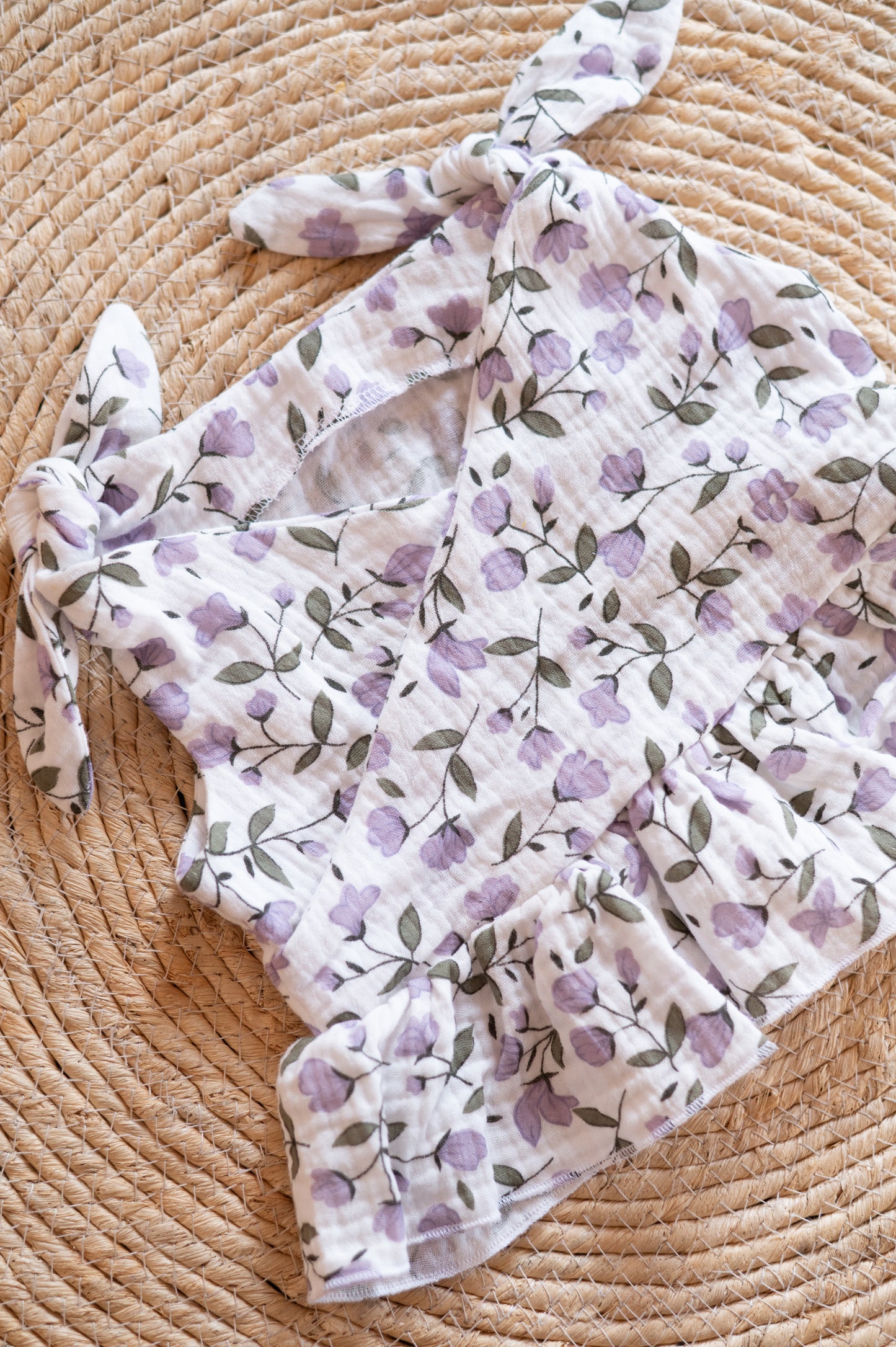 Tie knot summer set- Purple Ditsy