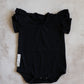 Double Frill Bodysuit/Shirt- Black