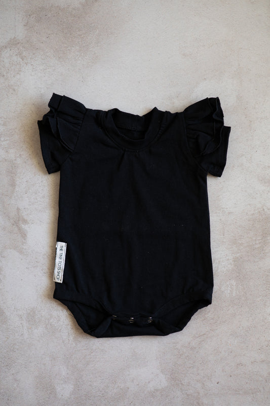 Double Frill Bodysuit/Shirt- Black