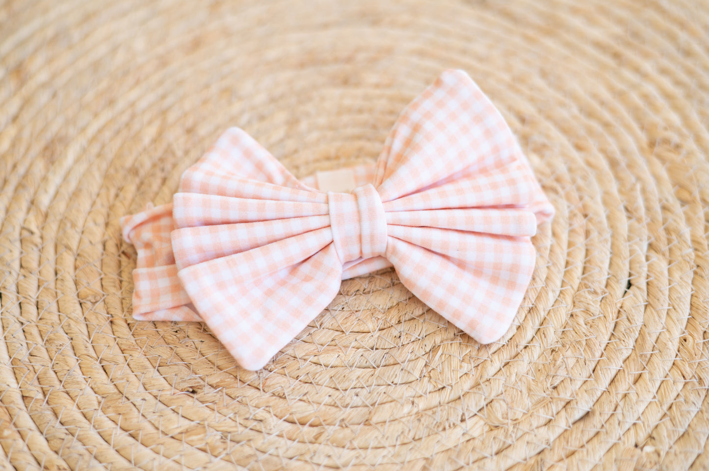 Big Bow Headband- Checkered Orange