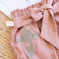 Lola Bloomers- Pink Linen with Cross embroidery