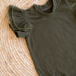 Double Frill Bodysuit/Shirt- Olive