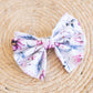 Big Bow Headband- Purple and Blue Flowers
