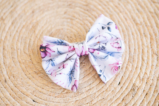 Big Bow Headband- Purple and Blue Flowers