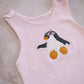 Short Romper- Pink Penguin applique