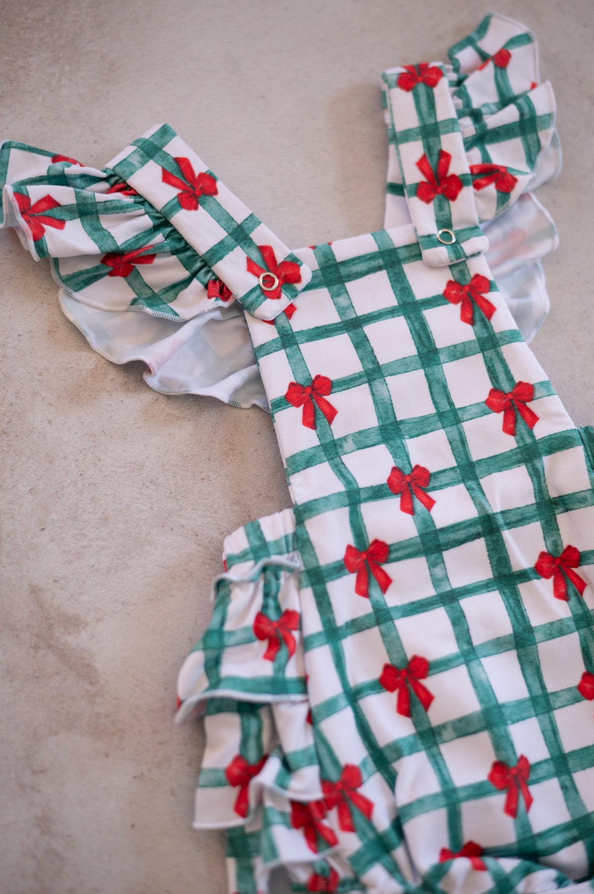 Frilly Christmas Romper- Christmas Plaids