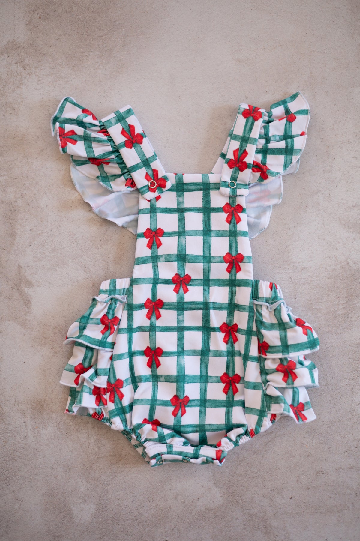 Frilly Christmas Romper- Christmas Plaids