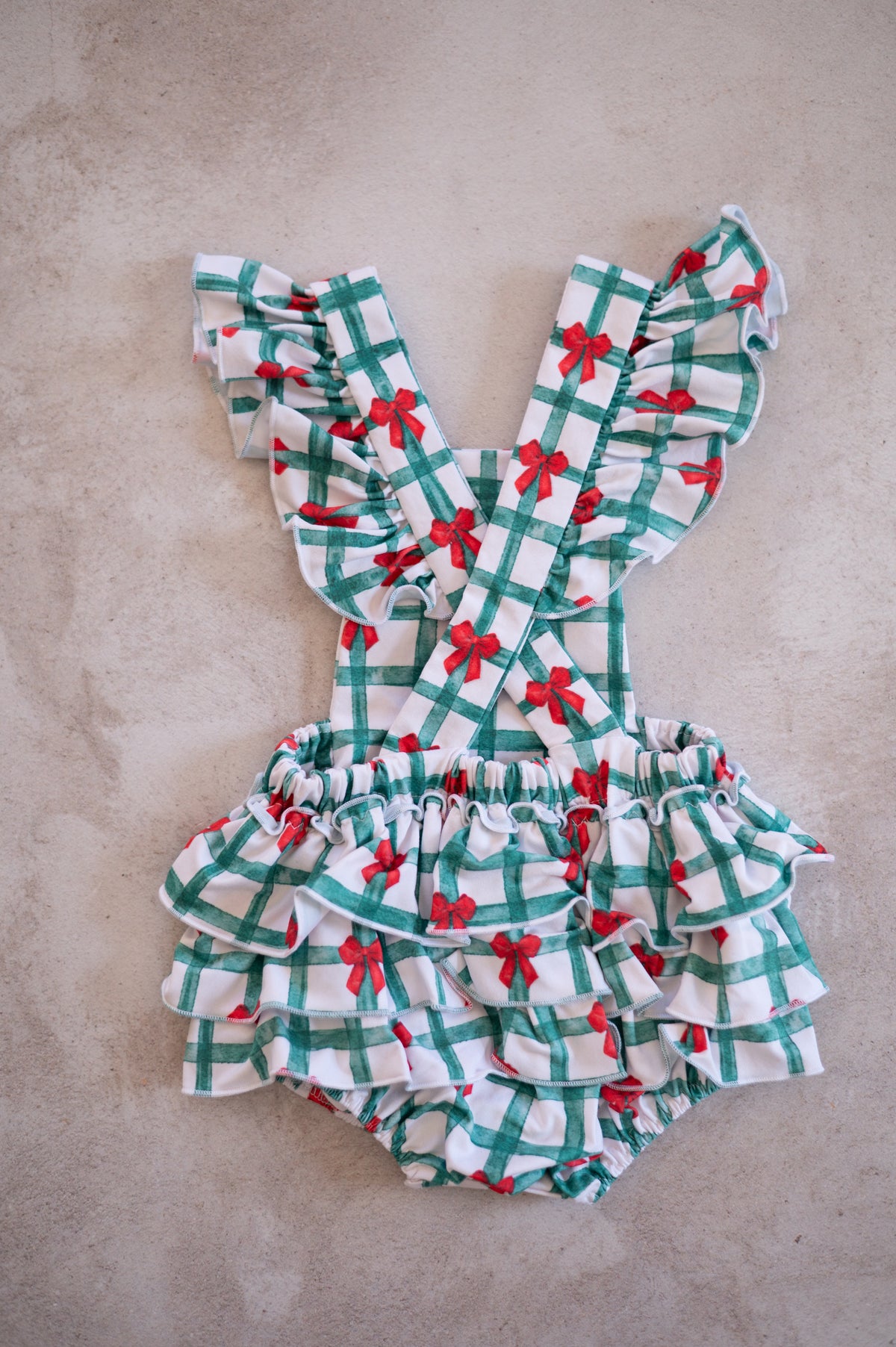 Frilly Christmas Romper- Christmas Plaids
