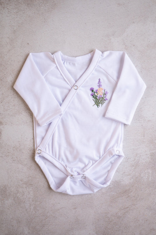 Cross-Over Bodyvest with lavender embroidered detail