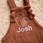 Personalised muslin Romper with embroidered detail