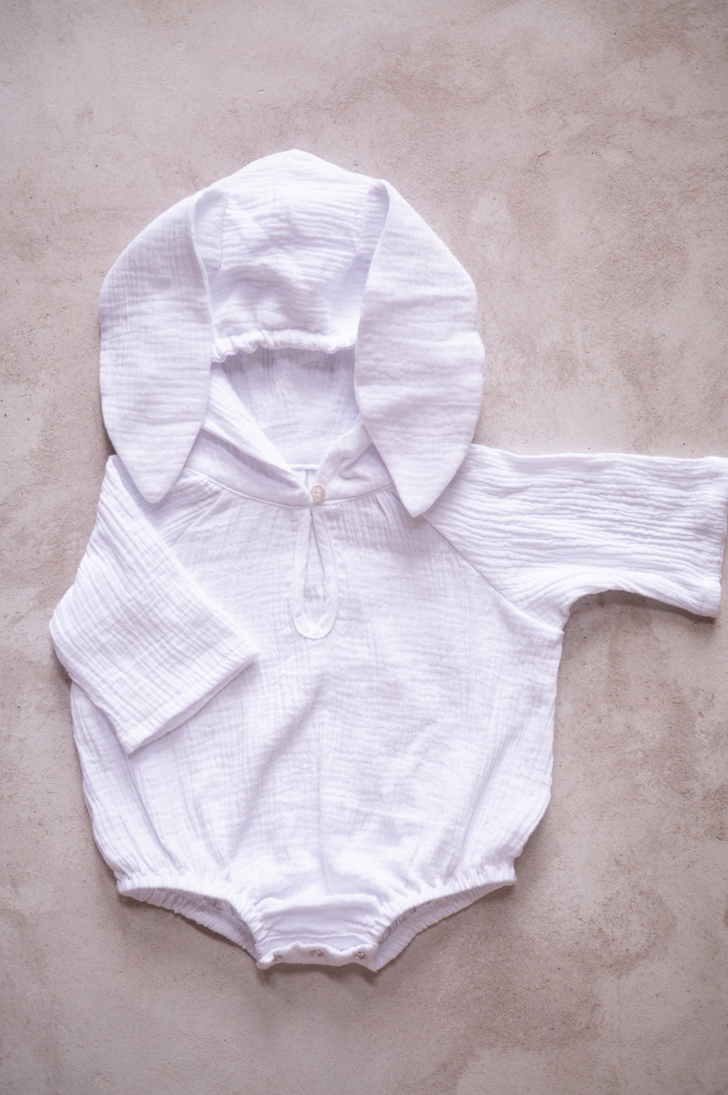 Muslin Bunny Romper- White