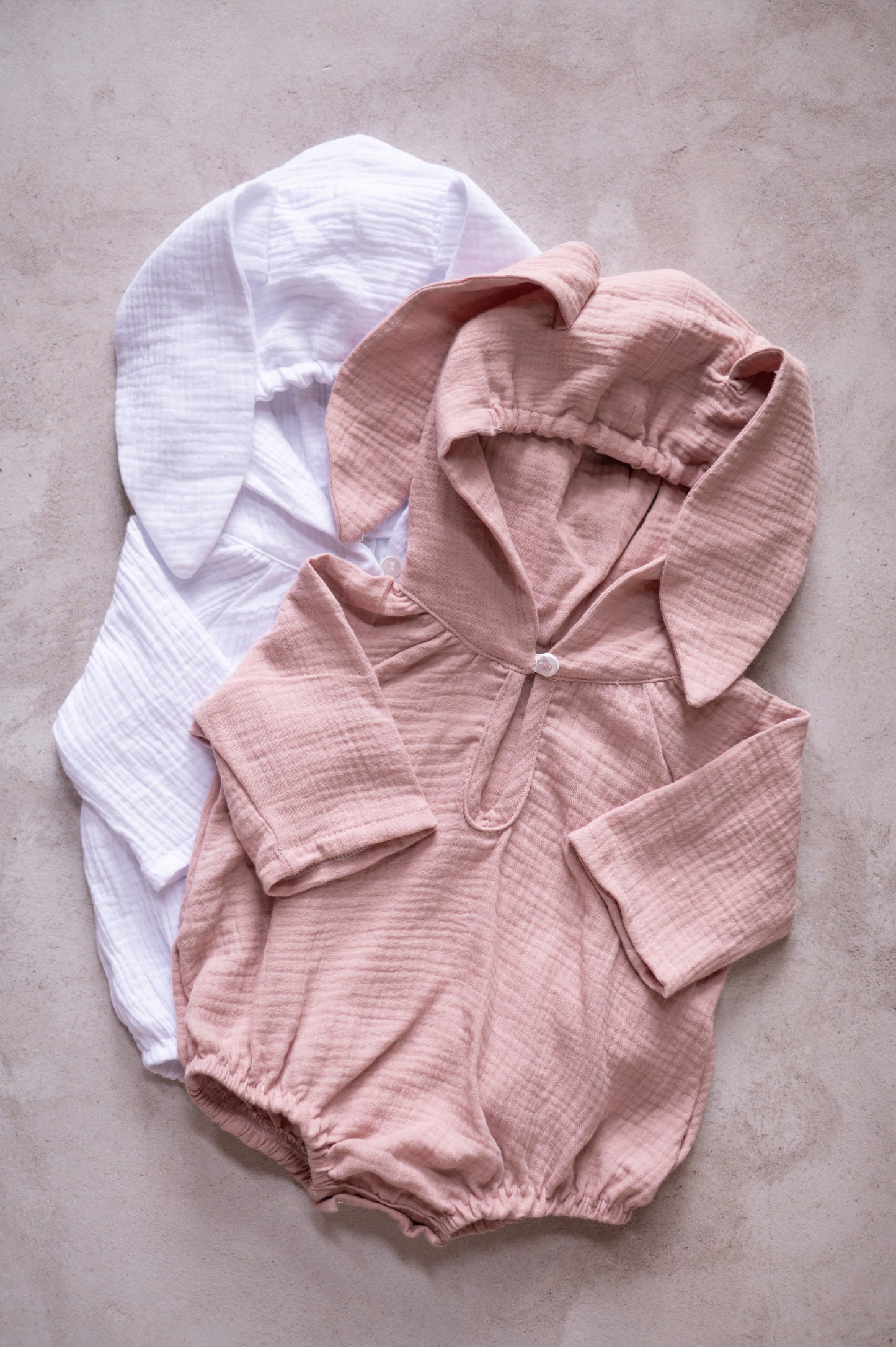 Muslin Bunny Romper- White