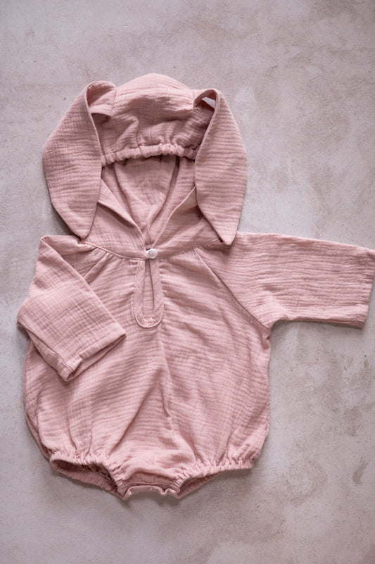 Muslin Bunny Romper- Blush Pink
