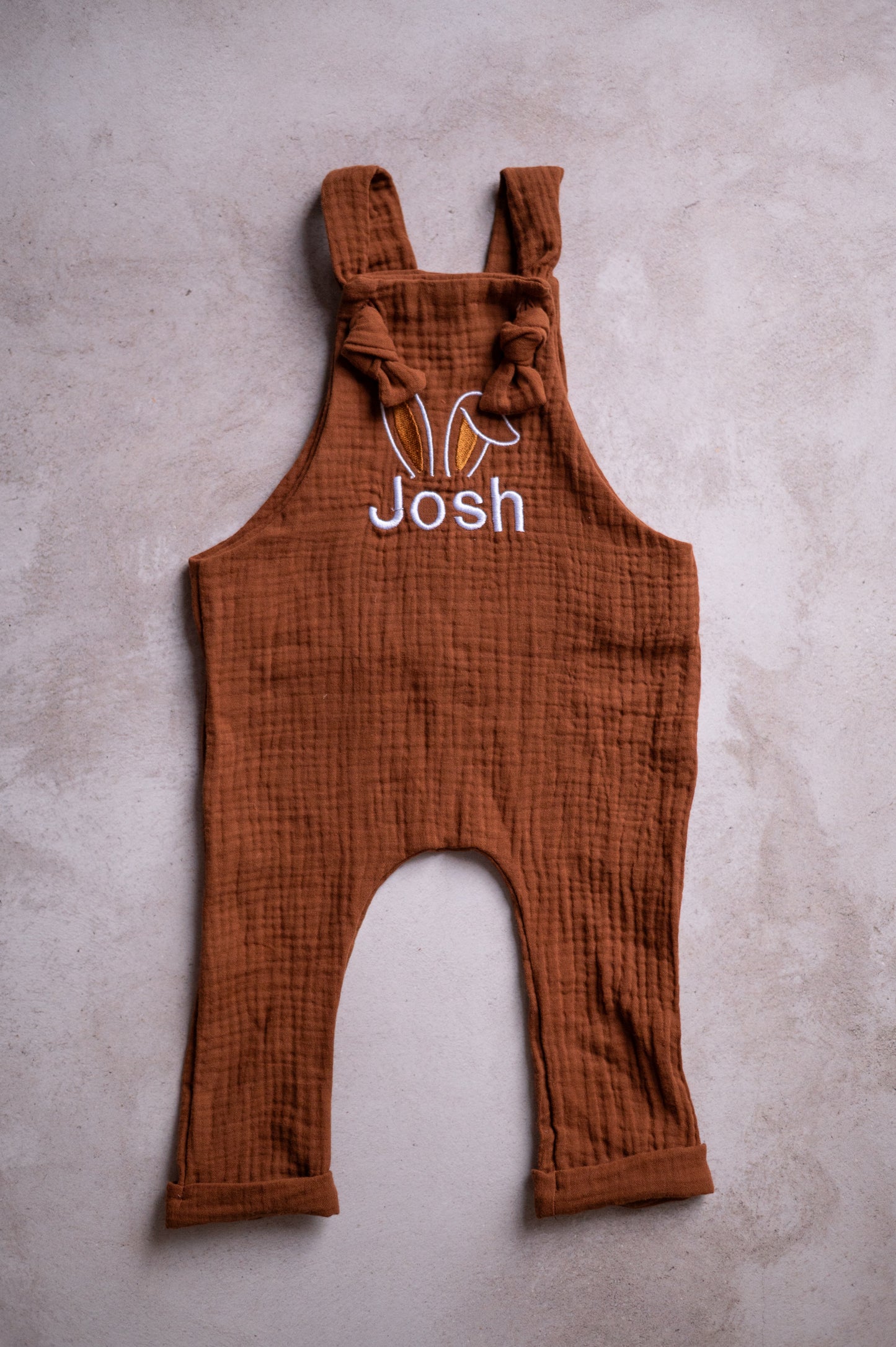 Personalised muslin Romper with embroidered detail