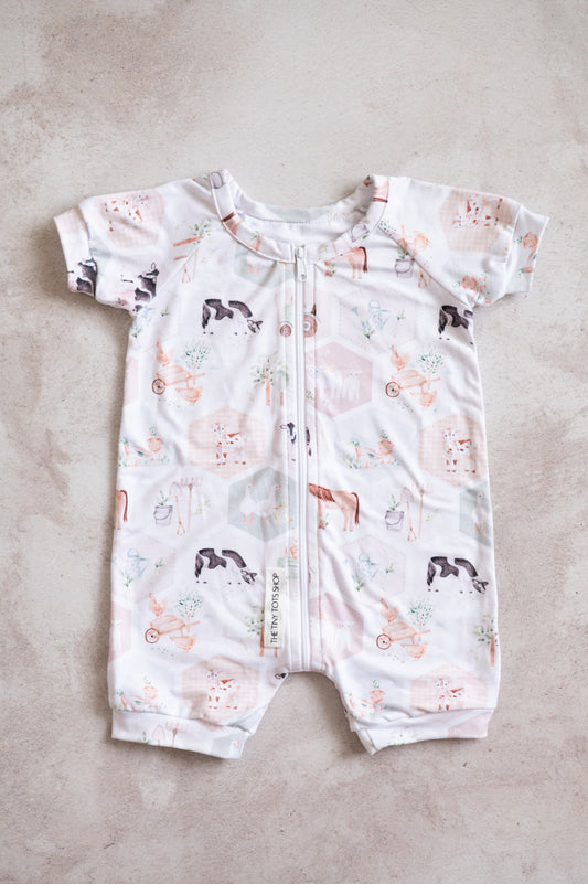 Short Zippy Romper- Animal Farm