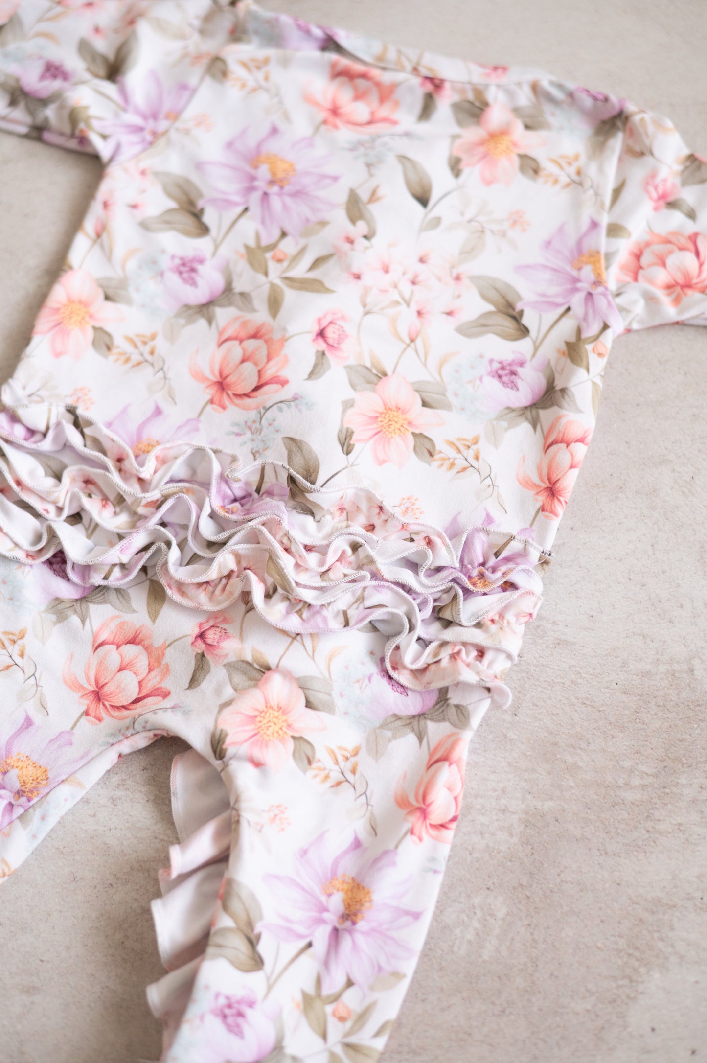 Frilly Zip suit- Plush Petals