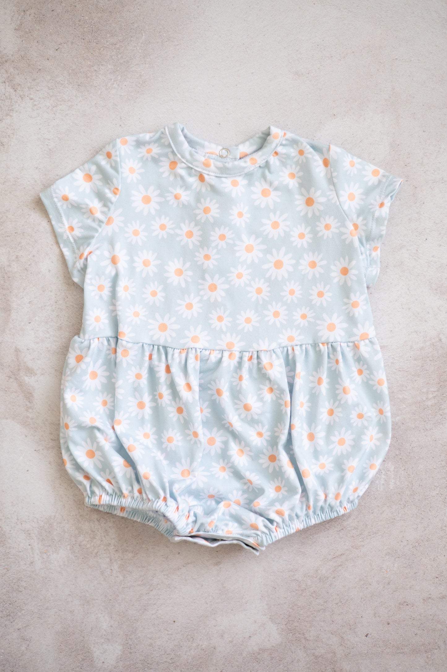 Peter Pan Romper- Sage and White Daisies