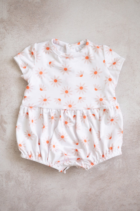 Peter Pan Romper- Sage and White Daisies