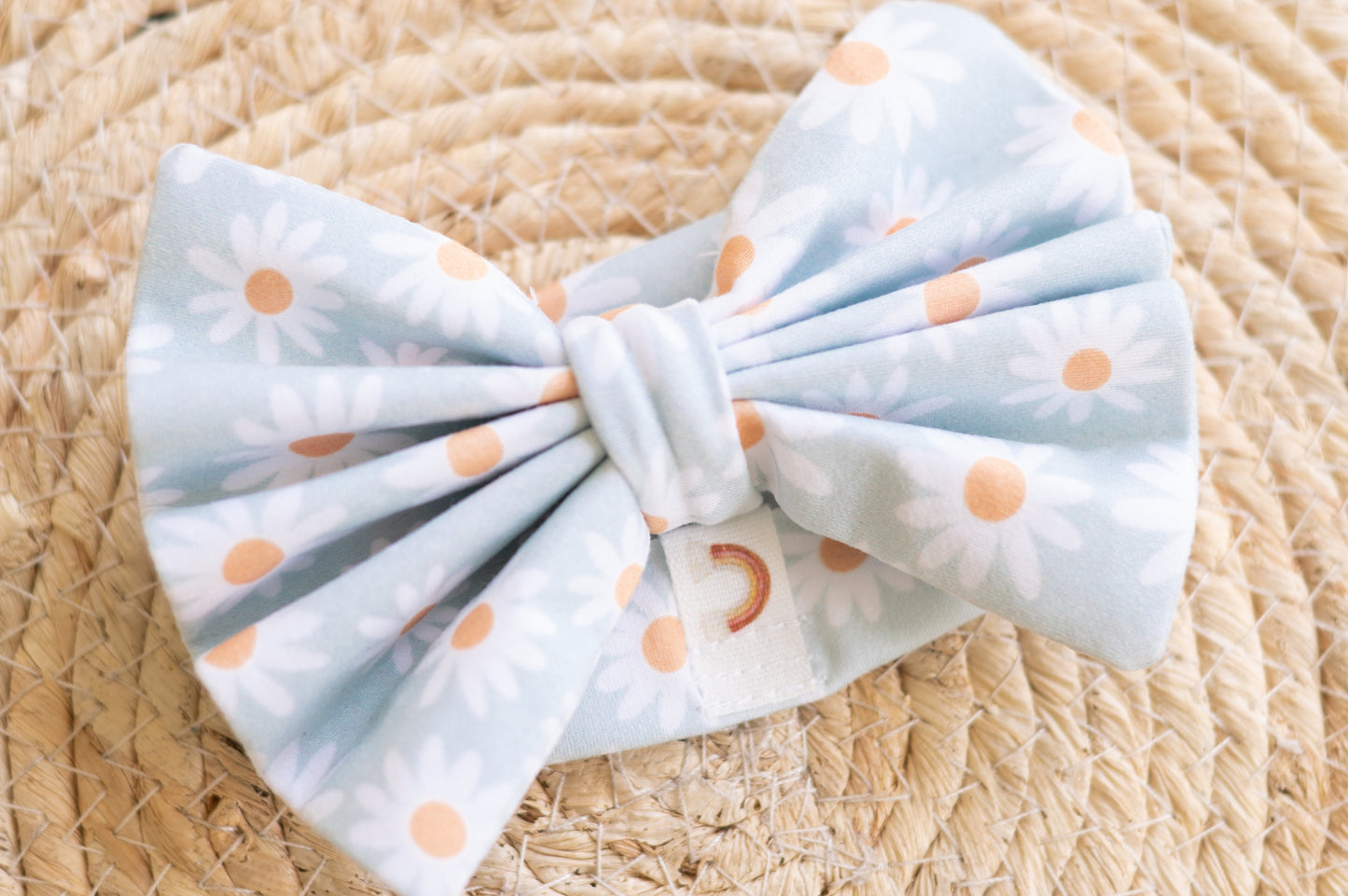 Big Bow Headband- Sage and white Daisies