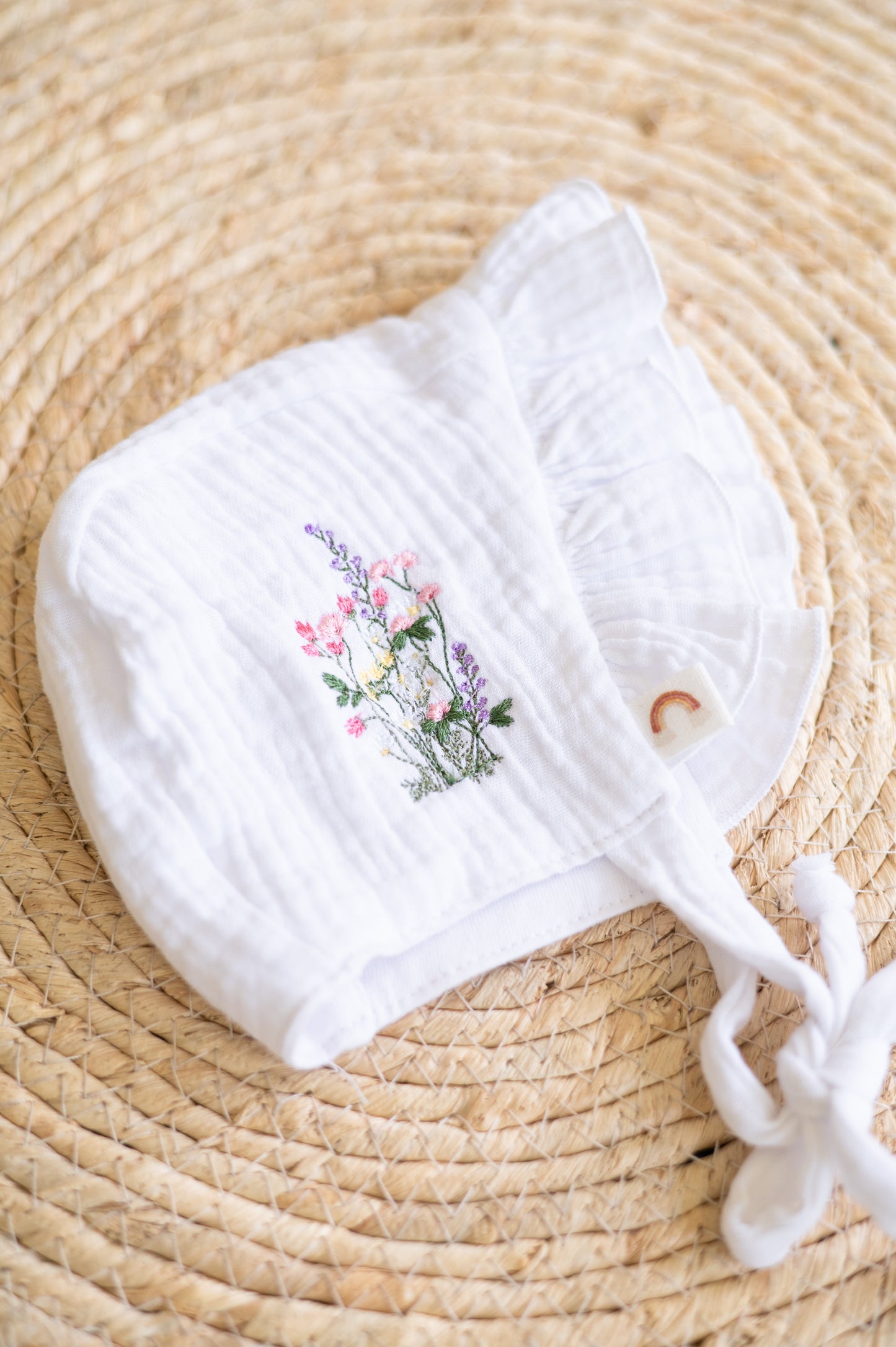 Embroidered Bonnet- White