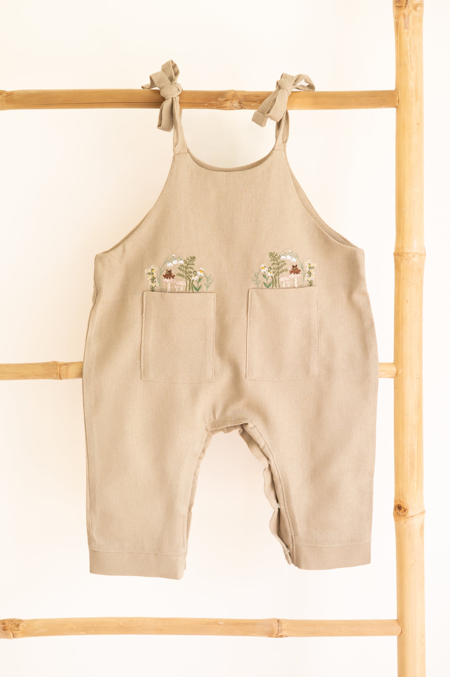 Embroidered Tie knot Romper- Forest Adventures (long)