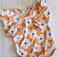 Double Frill Sleeved Bodysuit- Retro Daisies