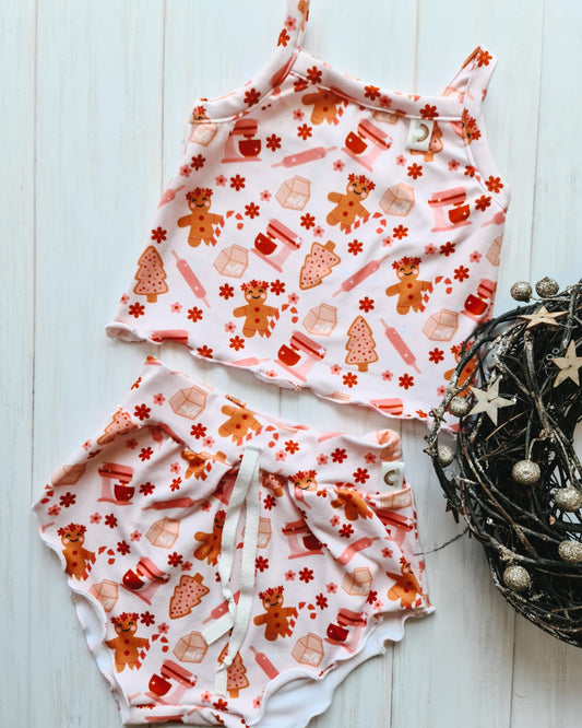 Ruffle PJ Set- Pink Christmas