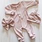 Henley Romper- Dusty Pink